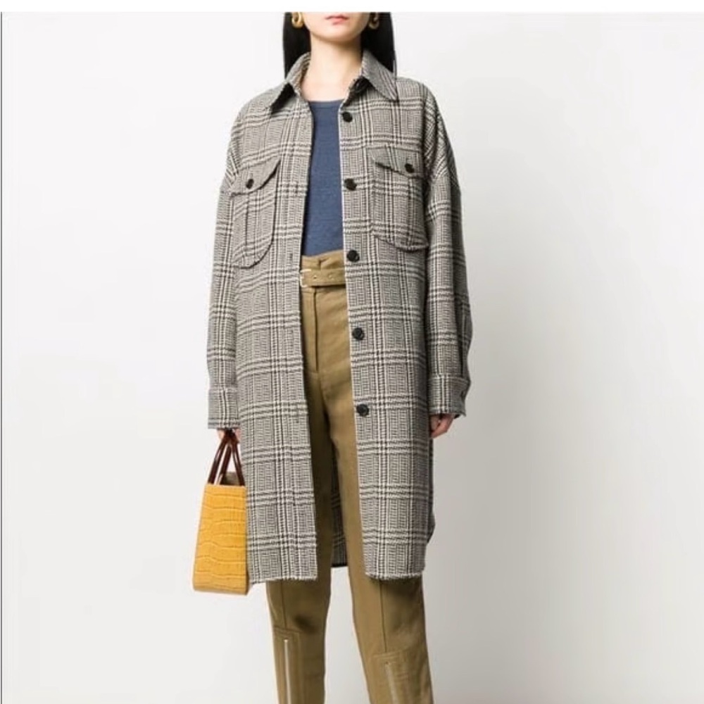 Isabel Marant Etoile Plaid Longline Wool Coat size 4